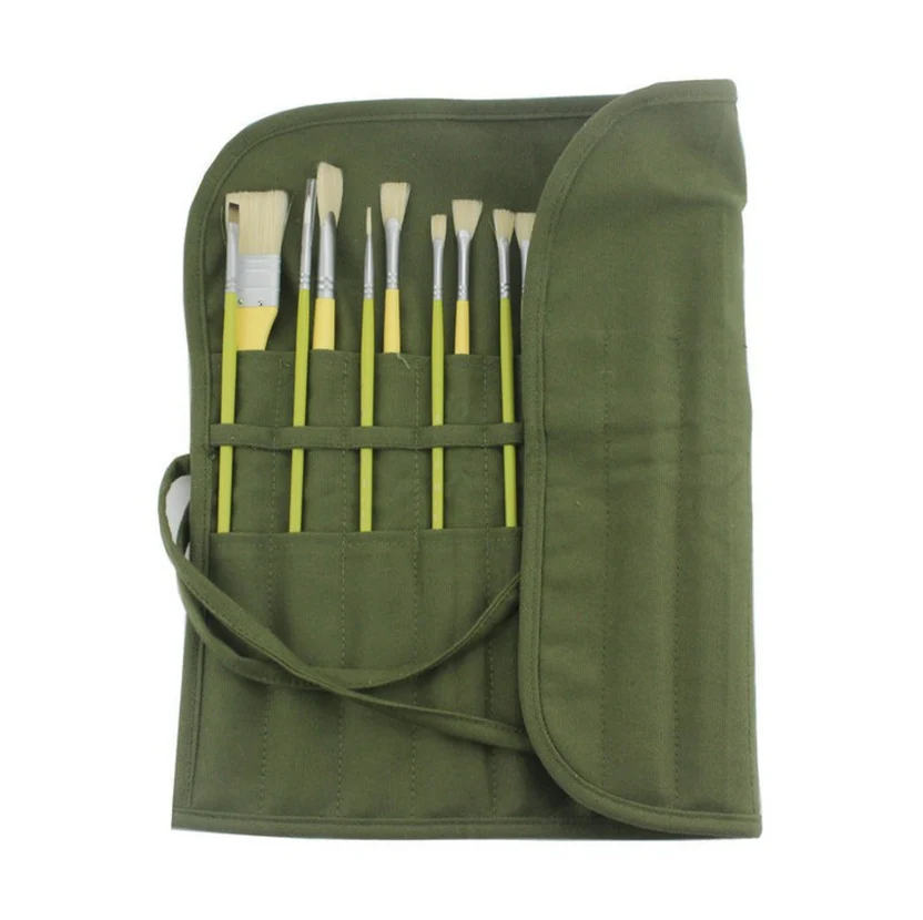 Estuche Enrollable de Lona para Pinceles de Artista